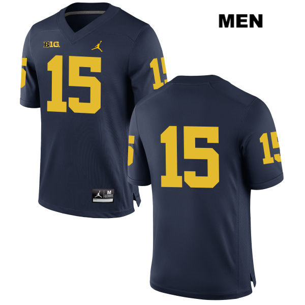 Men's NCAA Michigan Wolverines Alex Malzone #15 No Name Navy Jordan Brand Authentic Stitched Football College Jersey QE25M10KH